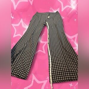 Fashion Nova Black and White Houndstooth Wide Leg Pants